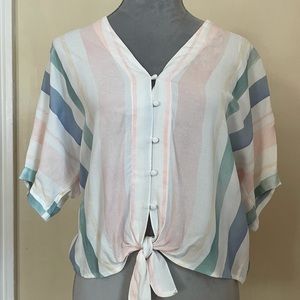 Rails Striped Button Up Blouse